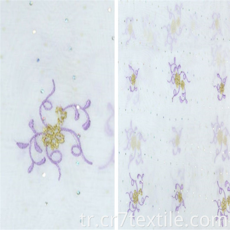 Beautiful Dyed Yarn Embroidered White Chiffon Skirts Fabric